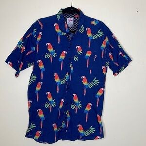 Checkpoint Fitted Button Down Parrot Print Shirt Size XL